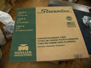Mueller Streamline Type K 1/2&#034; Soft Coil Copper Plumbing Tube 60 Foot KS-04060