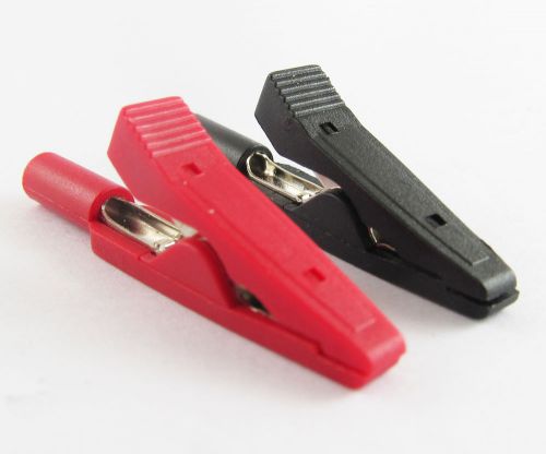 2pcs full insulated alligator clip to 2mm banana female test adapter red black for sale