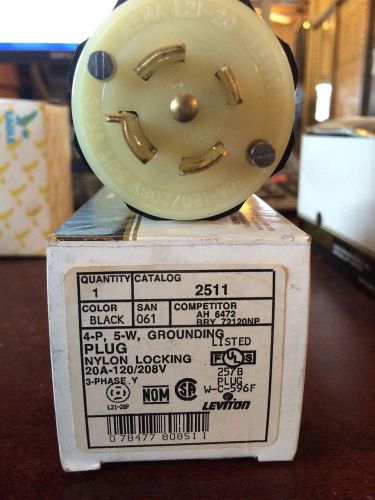 Leviton 2511 20 amp, 120/208 volt 3phase, 4p, 5w, locking plug for sale