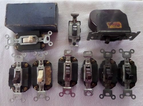 Lot of 8 vintage bakelite ge geco light switches~4 way &amp; breaker~estate find! for sale