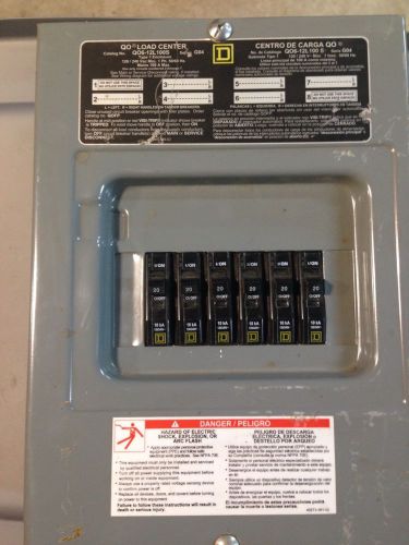 Square D 100 Amp Load Center Panel With 6 20amp Breakers