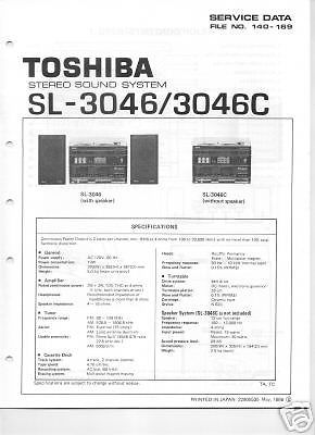 TOSHIBA SL3046/C SERVICE MANUAL FREE USA SHIPPING