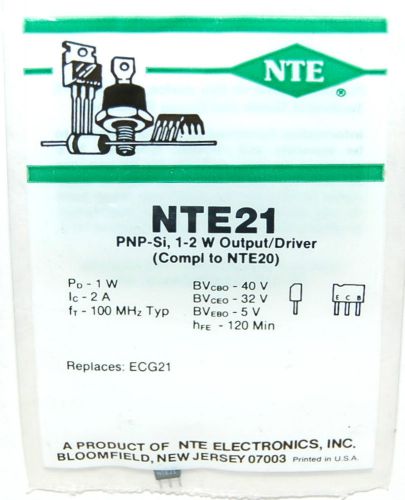 NTE NTE21 PNP SI 1-2 W OUTPUT DRIVER REPLACES ECG21