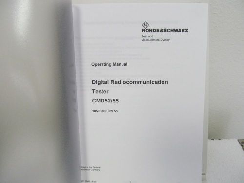 Rohde &amp; Schwarz CMD52/55 Digital Radiocommunication Tester Operating Manual