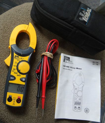 IDEAL 600 AAC CLAMP METER ACDC VOLTAGE MEASURE WITH MANUAL FOR 61-744 61-746