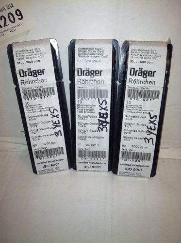 Drager rohrchen 8101531 detector tube ~ sulfur dioxide ~ lot of 3 pk 10 for sale
