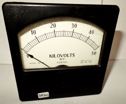Weston dc square panel kilavoltmeter voltmeter kila volt 0-50 kv dc 0-1500 vdc for sale