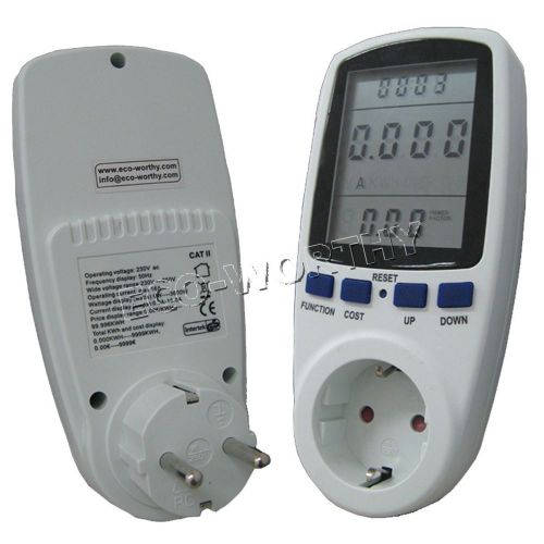 Eu style energy meter, watt voltage volt meter monitor analyzer w/ power factor for sale
