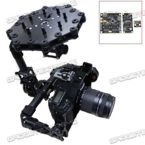 3-axis carbon fiber brushless gimbal camera mount w/hollow motor&amp;alexmos e for sale