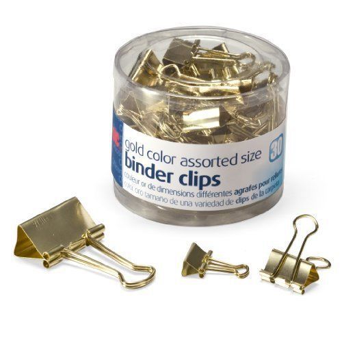 Oic assorted size binder clips - 30 / pack - gold (oic31022) for sale