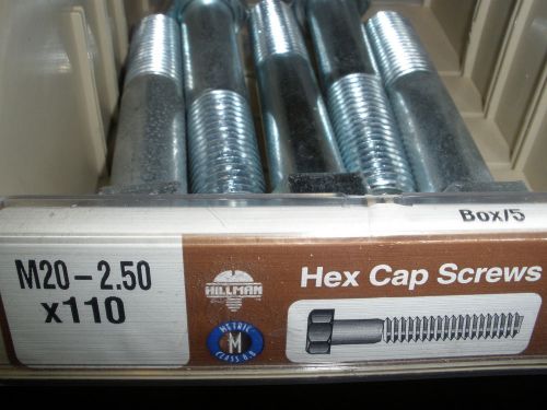 Hillman M20-2.50 X 110mm Hex head cap screw bolts zinc (6) total grade 8.8