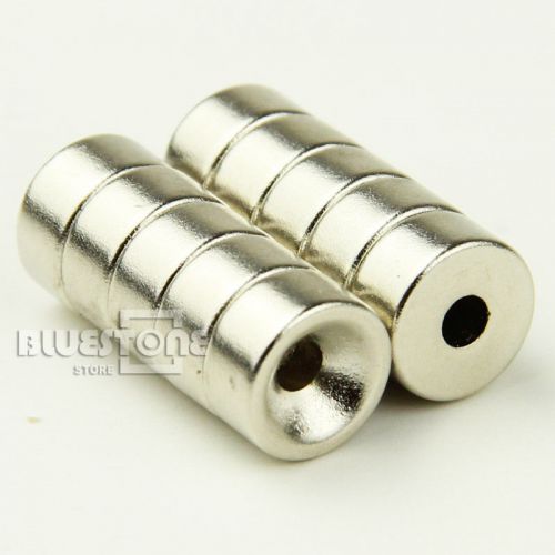 10 Strong Round Ring Cylinder Countersunk Magnets 10mm x 5mm Hole 3mm Neodymium