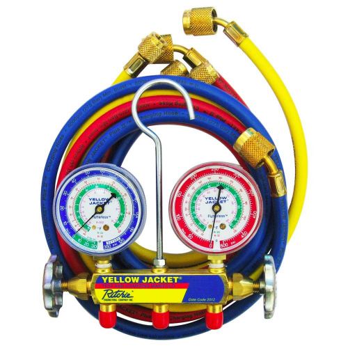 Yellow jacket 44215 series 41 manifold 2-1/2&#034; gauges r-12/22/502 w/ 60&#034; plus ii™ for sale