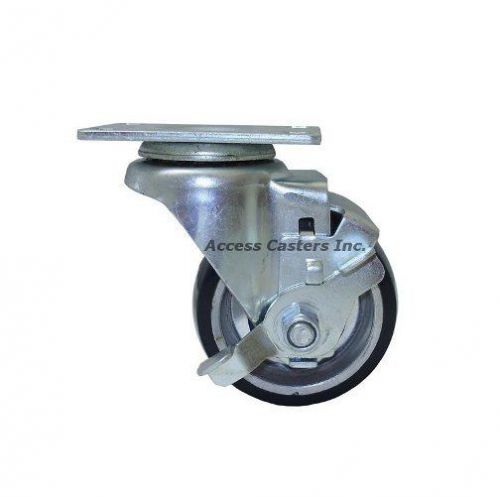 35d21pasb  3-1/2&#034; swivel brake caster, poly on aluminum wheel, 350 lbs capacity for sale
