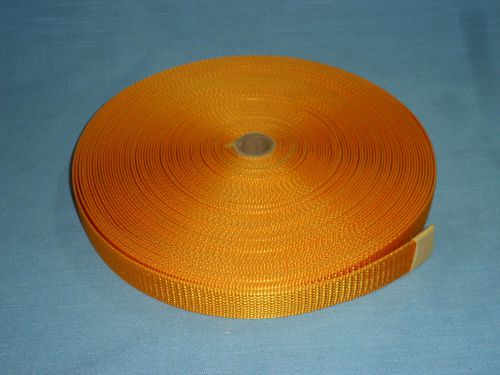 Large 10&#034; diameter roll 1&#034; wide yellow orange nylon webbing strapping for sale