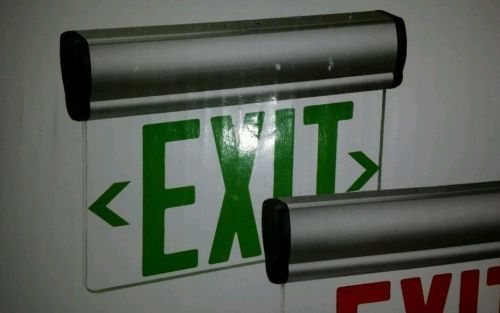 Exit sign led surface mount clear back green letters aluminum housing g11e00 for sale