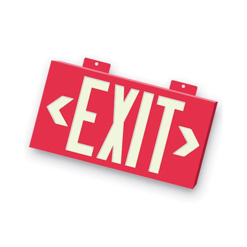 Barron Lighting Non-Toxic Photoluminescent Exit Sign with Red Letters