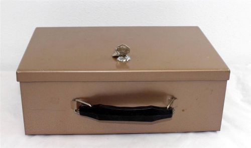Vintage rockaway metal products heavy duty fire resistant lock box safe w 2 keys for sale