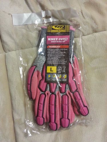 Ringers Impact Gloves Knit Cut Level 5 - Hot Pink - Size Large L New