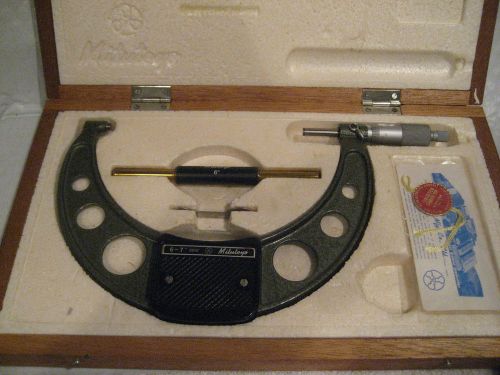 MACHINISTS  MICROMETER  6&#034;-7&#034; Mitutoyo #103-221 .0001&#034; W/wood case and tools