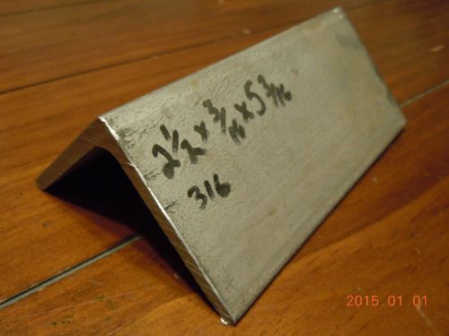 316 Stainless Steel Angle Iron , 3/16&#034; thick x 2-1/2&#034; x 2-1/2&#034; x 5-3/16&#034; long