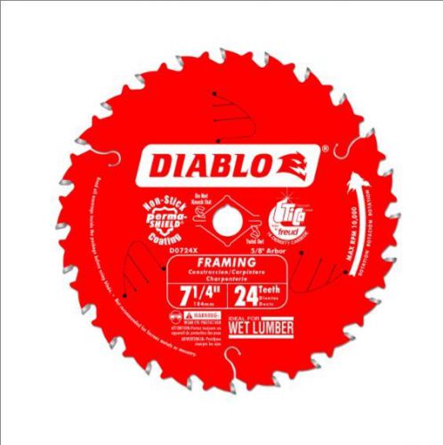 Freud D0724A Diablo 7-1/4-Inch 24 Tooth ATB Framing Blade with 5/8-Inch arbor