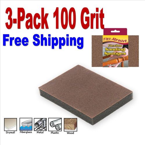 Sanding Block Sponge Flexible wood metal  plastic drywall 100G 3 Pack 42022