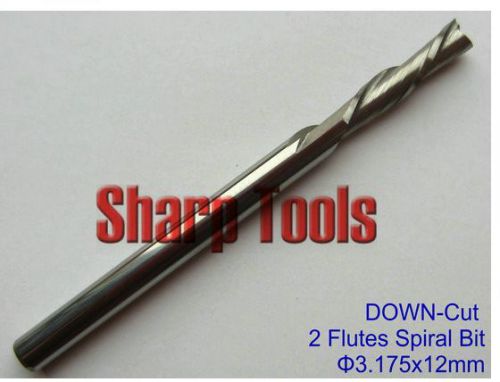 10pcs down cut double flute sprial left-handed cnc router bits 3.175mm 12mm for sale