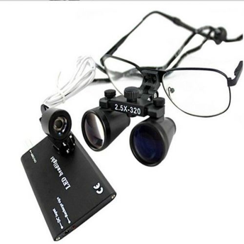 2.5x dental surgical binocular loupes glasses 320mm +led headlight for dentist for sale