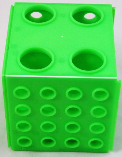 Cube test tube rack - holds four sizes - plastic neon green for sale