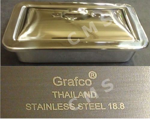 GRAFCO Stainless Steel Instrument Tray W/ Lid 8-7/8&#034;x5&#034;x2&#034; Medical Dental Tattoo