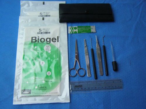 Basic surgery student kit set of 10pieces &amp; glove surgical veterinary dissecting for sale