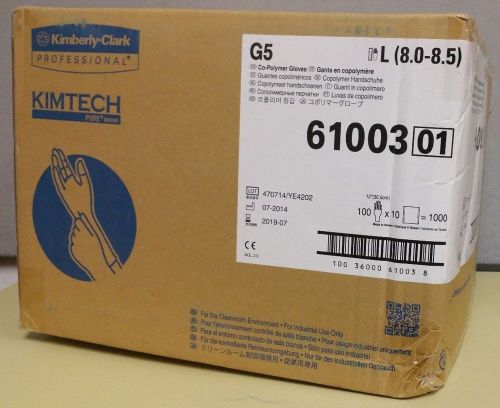 Kimberly-Clark Kimtech Pure G5 61003 Co-Polymer Gloves-Size 8-8.5 (1000 Gloves)