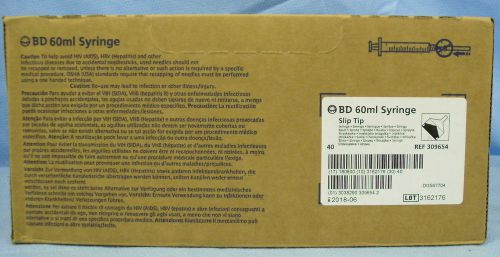 1 Box of 40 BD 60mL Syringes- Slip Tip- #309654