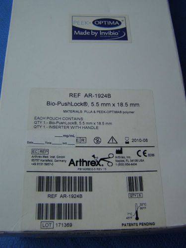 Box of 5 Arthrex Bio-PushLock 5.5mm x 18.5mm REF:AR-1924B