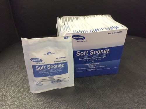 Invacare 2 x 2&#034; Non-Woven Rayon 6 Ply Soft Sponges Sterile ISG209622 Qty 35 Pair