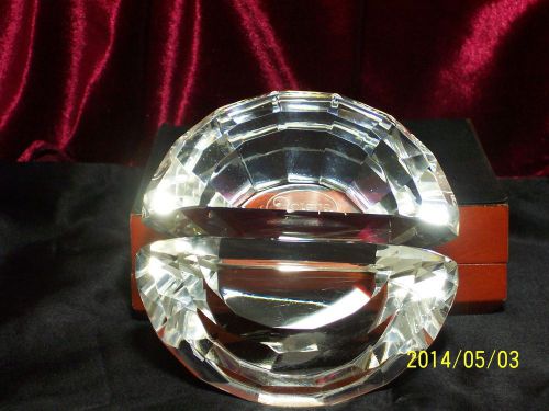 Lead Crystal Business Card Holder or Paper Weight Signed