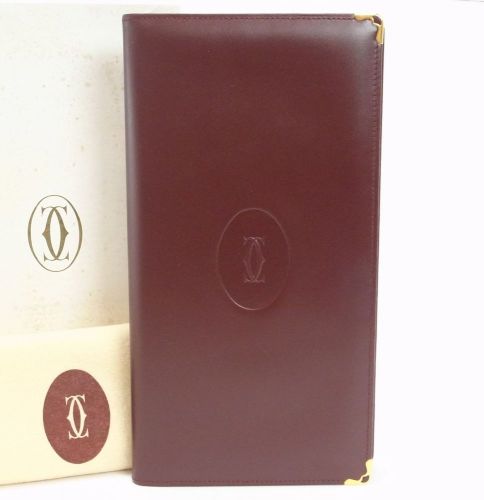 Authentic Cartier 72 pockets Business Card File Holder Bordeaux Leather