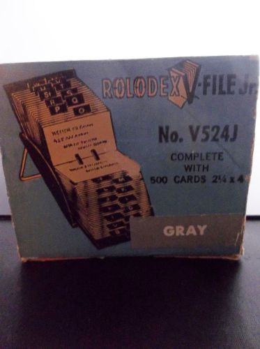 Old  Rolodex V524  Rotary Card Address File Gray  V-file Index