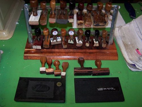 18 Place Bami Rubber Stamp Holder + 24 Stamps + More Wood Base  Same as Crown
