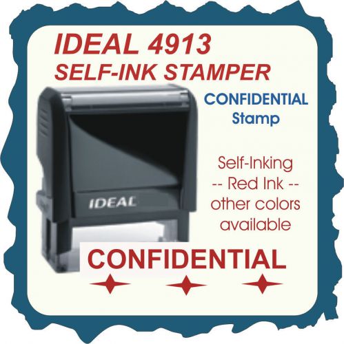 CONFIDENTIAL w/icons, Custom Made Self Inking Rubber Stamp 4913 RED