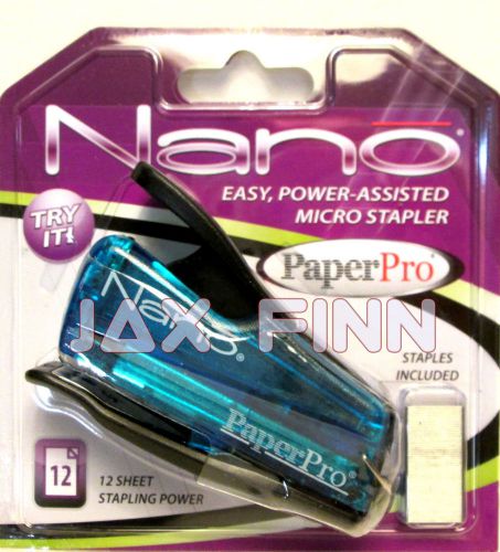Nano® Paper Pro® Easy-Power-Assisted Micro Mini 12 Sheet Stapler: Teal
