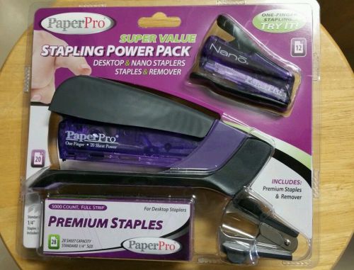 PaperPro 1000 Desktop Stapler power pack 20 Sheet + Nano pack Transparent Purple
