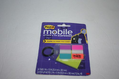 New Post It Mobile Attach &amp; Go Dispenser Clips to items 48 tabs Pop up Notes