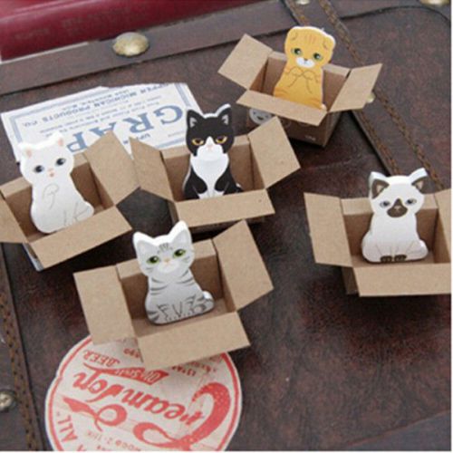 5PCS New Cute Carton Cats House Sticker Post Bookmark Mark Memo Sticky Note Gift