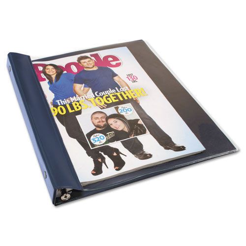 Vinyl Magazine Binder, 9 1/2w x 11-1/4h, Clear Front Cover, Navy Blue Back