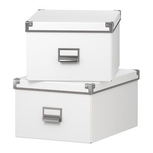 Ikea Box Boxes 2 pack White Office Paper Filing New