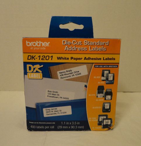 New LOT OF 8 - DK-1201 Brother Die-Cut Standard Address Labels Adhesive 400/Box