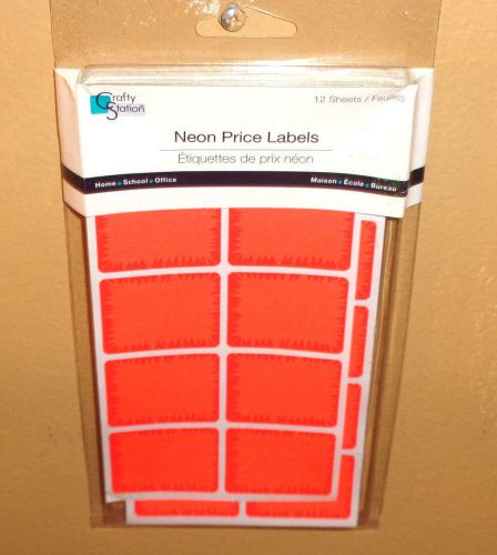 96 LARGE BLANK NEON STICKER PRICE LABELS PER PKG. (For Home School Office Ect)
