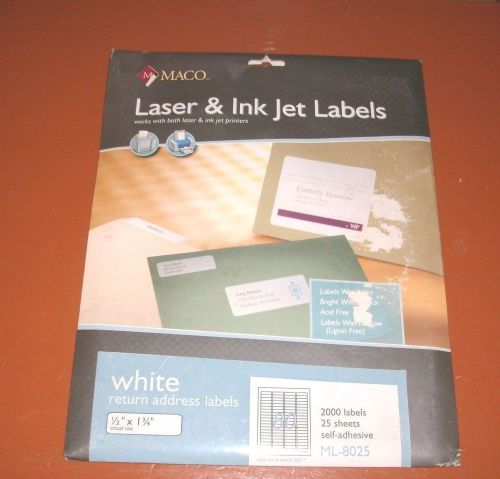 MACO Laser &amp; Ink Jet Address Labels 1/2&#034; x 1 3/4&#034;  ML-8025